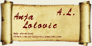 Anja Lolović vizit kartica